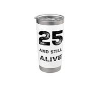 Fiesta de cumpleaños divertida número 25 años de edad nacido Bday Humor Vaso térmico de acero inoxidable de doble pared