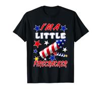 Fiesta de cumpleaños Divertida para niños del 4 de Julio con Texto en inglés I'm A Little Firecracker Camiseta