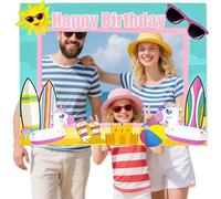 Fiesta de cumpleaños en la Piscina Rosa Photo Booth Props Fiesta de cumpleaños en la Piscina Splish Splash decoración de cumpleaños decoración de cumpleaños para Fiestas de Verano en la Piscina