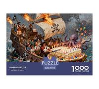 Fiesta de Cumpleaños en un Barco Pirata Que se Hunde Puzzle De Madera Impermeable DIY Puzzles De 1000 Piezas Regalos para Adultos Divertido Rompecabezas Decoración del Hogar
