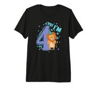Fiesta de cumpleaños Infantil de león de 4º cumpleaños Camiseta Premium