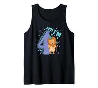 Fiesta de cumpleaños Infantil de león de 4º cumpleaños Camiseta sin Mangas
