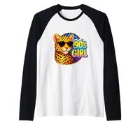 Fiesta de cumpleaños para niñas de los 90 con Estampado de Leopardo arcoíris de los 90 Camiseta Manga Raglan