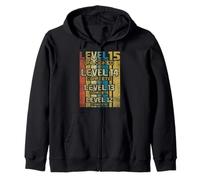 Fiesta de cumpleaños para niños de 15 años Nivel 15 desbloqueado 15 retro Sudadera con Capucha
