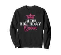 Fiesta de cumpleaños para Parejas con Texto en inglés I'm The Birthday Queen, Color Rosa Sudadera