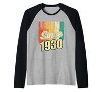 Fiesta de cumpleaños y cumpleaños legendaria Desde 1930. Año de Nacimiento Camiseta Manga Raglan
