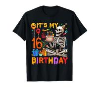 Fiesta de emparejamiento de esqueletos de Halloween de It's My 16º cumpleaños Camiseta