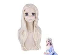 Fiesta de Halloween Hielo Nieve 2 Elsa Peluca Princesa Elsa Pelucas de Cosplay 65cm Pelucas de Pelo Sintético Resistentes al Calor Recto PL-630