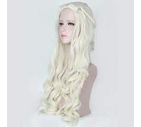 Fiesta de Halloween Pelucas de disfraces Alicia en el país de las maravillas Reina blanca Cosplay Peluca Juego de roles beige plateado ondulado Cabello largo + Gorra de peluca gratis Talla única Pel