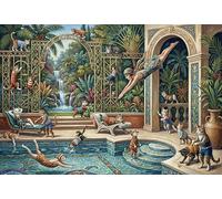 Fiesta de Lujo en la Piscina para Gatos Puzzle 1000 Piezas Adultos Y Niños,14 Años+,Deco Pared,Anti-estrés,Desafío,Premium,Cartón,Regalo Ideal,Rompecabezas,Relax,Reto,Educativo 52x38cm