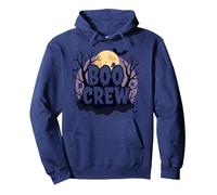 Fiesta de Luna fantasmal Espeluznante de Halloween Boo Crew Sudadera con Capucha, Unisex para Adultos, Azul Marino, XL