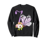 Fiesta de mariposas de cumpleaños número 7 para niñas, diseño floral morado Sudadera