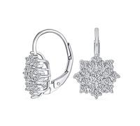 Fiesta De Navidad Flor De Navidad Congelado Invierno Aaa Cubic Zirconia Cz Con Incrustaciones De Copo De Nieve Pendientesde Palanca De Nuevo Para Las Mujeres Adolescente .925 Plata De Ley