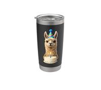Fiesta de pastel de cumpleaños de llama y celebración de velas Vaso térmico de acero inoxidable de doble pared