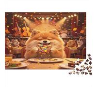 Fiesta de Perros Lindos Puzzle para Adultos Puzzle de 1000 Piezas Juego de Puzzle 1000 Piezas Papel Escena Restaurante Ocio Enfoque Familia Decoración Regalo 38x26cm/1000pcs