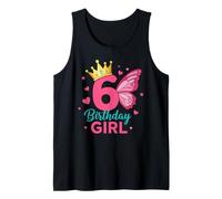 Fiesta de Princesa Mariposa Corona para niña de 6º cumpleaños Camiseta sin Mangas
