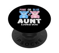 Fiesta de revelación de género Pink Or Blue Aunt Loves You Bear PopSockets PopGrip Adhesivo