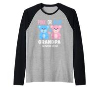 Fiesta de revelación de género Rosa o Azul Grandpa Loves You Bear Camiseta Manga Raglan