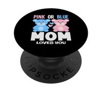 Fiesta de revelación de género Rosa o Azul mamá te ama Oso PopSockets PopGrip Adhesivo