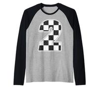 Fiesta de Segundo cumpleaños con la Bandera de Two Race Car Boy 2, Genial Camiseta Manga Raglan