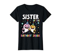 Fiesta de Tiburones de Hermana de cumpleaños a Juego para niñas y niños Camiseta