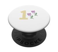 Fiesta de Tulipanes morados de Primer cumpleaños para niñas de un año PopSockets PopGrip Adhesivo