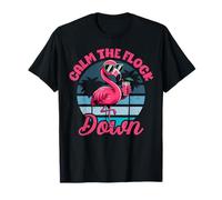 Fiesta de Verano de Calm The Flock Down Pink Flamingo Beach en Hawái Camiseta