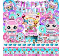 Fiesta Decoración Cumpleaños Lol - Globos, Platos y Servilletas, Cake Topper, Mantel y Sorpresa