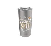 Fiesta del Día del Padre de 90 años de edad de It's My Dad's 90th Birthday Vaso térmico de acero inoxidable de doble pared