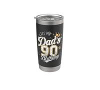 Fiesta del Día del Padre de 90 años de edad de It's My Dad's 90th Birthday Vaso térmico de acero inoxidable de doble pared