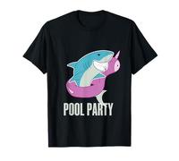 ¡Fiesta en la Piscina! Divertido Unicornio Inflable de Ataque de tiburón Blanco Camiseta