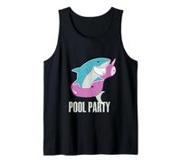 ¡Fiesta en la Piscina! Divertido Unicornio Inflable de Ataque de tiburón Blanco Camiseta sin Mangas