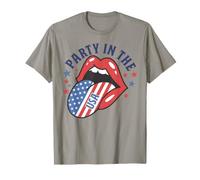 Fiesta En Los Estados Unidos Bandera Lengua Retro 4 De Julio Estética Camiseta