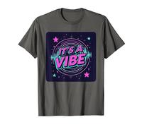 Fiesta Espacial Retro de neón It's A Vibe Camiseta, Hombre, Asfalto, XL