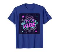 Fiesta Espacial Retro de neón It's A Vibe Camiseta, Hombre, Azul Real, XXL