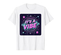 Fiesta Espacial Retro de neón It's A Vibe Camiseta, Hombre, Blanco, M