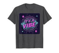 Fiesta Espacial Retro de neón It's A Vibe Camiseta, Hombre, Jaspeado Oscuro, XXL
