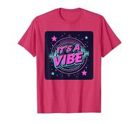 Fiesta Espacial Retro de neón It's A Vibe Camiseta, Hombre, Rojo Jaspeado, XXL