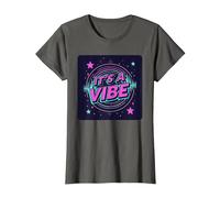 Fiesta Espacial Retro de neón It's A Vibe Camiseta, Mujer, Asfalto, XXL