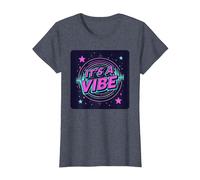 Fiesta Espacial Retro de neón It's A Vibe Camiseta, Mujer, Azul Jaspeado, XXL
