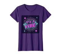 Fiesta Espacial Retro de neón It's A Vibe Camiseta, Mujer, Morado, XXL
