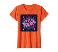 Fiesta Espacial Retro de neón It's A Vibe Camiseta, Mujer, Naranja, XXL