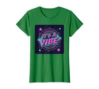 Fiesta Espacial Retro de neón It's A Vibe Camiseta, Mujer, Verde Kelly, M