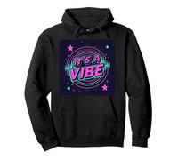 Fiesta Espacial Retro de neón It's A Vibe Sudadera con Capucha, Unisex para Adultos, Negro, XL
