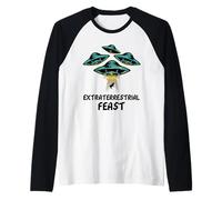 Fiesta Extraterrestre (Divertido gráfico de ovnis y Vacas alienígenas) Camiseta Manga Raglan
