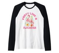 Fiesta familiar de flamenco rosa a juego como una estrella de flockstar Camiseta Manga Raglan