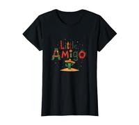 Fiesta Festiva de Cactus del suroeste de Little Amigo Mexican Boy Camiseta, Mujer, Negro, 3XL
