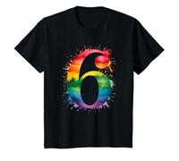 Fiesta Infantil de cumpleaños con Acuarela «I Am Already 6 Rainbow» Camiseta