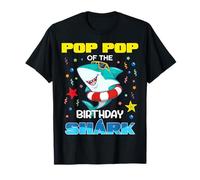 Fiesta Infantil Pop Pop of The Birthday Shark Family Matching Camiseta