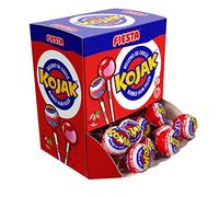 FIESTA Kojak Caramelo con Palo Sabor Cereza Relleno de Chicle - Caja de 20 unidades